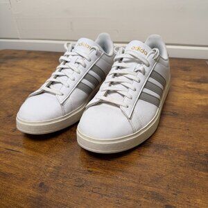 Adidas Mens Grand Court Cloudfoam 2.0 sneakers shoes White gray leather Sz 11.5